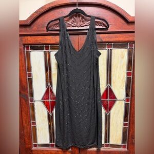 Carmen Marc Valvo Black Dress with Beaded Accents